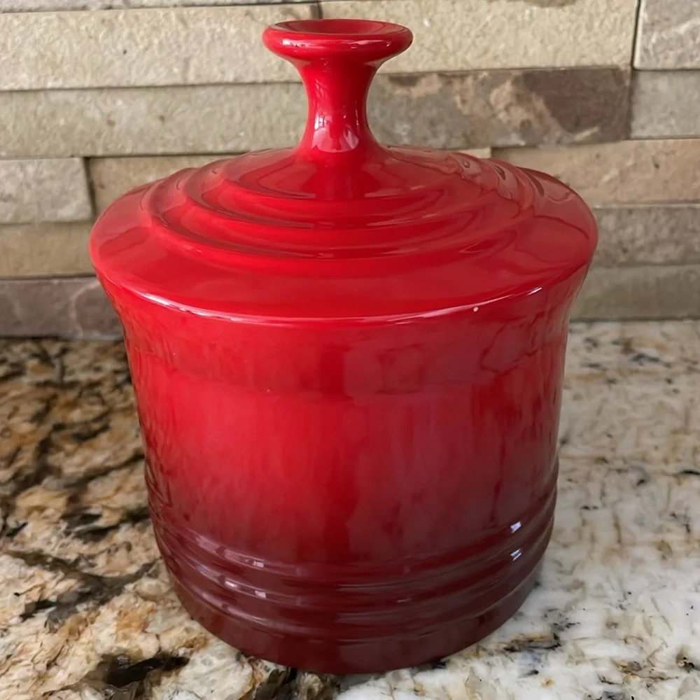 Le Creuset Cerise Ceramic Countertop Salt Crock